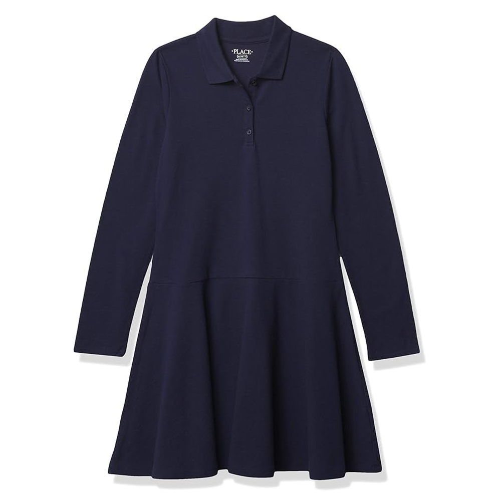 Girls' Polo Collar Long Sleeve Dress Manufacturer | Custom School Uniform Dresses & OEM Production