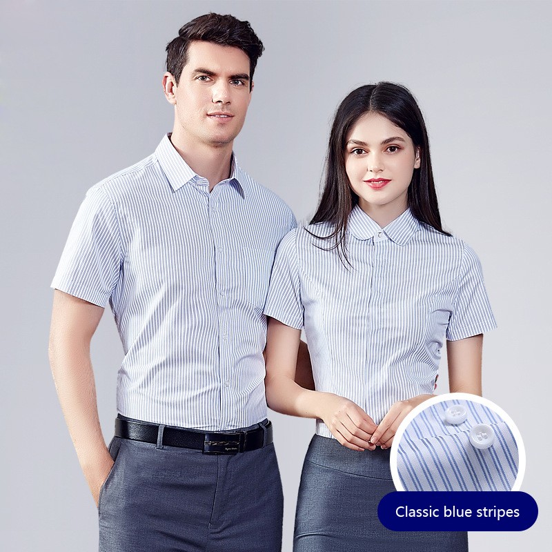Chemises uniformes d'hôtel à rayures bleues et blanches | Tenue professionnelle | Fournisseur exclusif